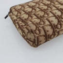 Christian Dior Trotter Canvas Pouch Brown Gold Tone Auth ep15385-8