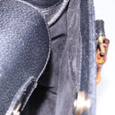 GUCCI Bamboo Hand Bag Leather Black Gold Tone Auth ep15386-18