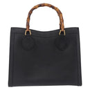 GUCCI Bamboo Hand Bag Leather Black Gold Tone Auth ep15386-13