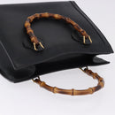 GUCCI Bamboo Hand Bag Leather Black Gold Tone Auth ep15386-6