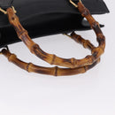 GUCCI Bamboo Hand Bag Leather Black Gold Tone Auth ep15386-7