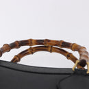 GUCCI Bamboo Hand Bag Leather Black Gold Tone Auth ep15386-8