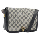 GUCCI GG Supreme Shoulder Bag PVC Leather Navy Gold Tone Auth ep15387-1