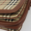 Burberrys Nova Check Shoulder Bag PVC Leather Beige Gold Tone Auth ep15388-9