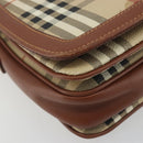 Burberrys Nova Check Shoulder Bag PVC Leather Beige Gold Tone Auth ep15388-14