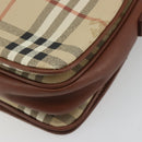 Burberrys Nova Check Shoulder Bag PVC Leather Beige Gold Tone Auth ep15388-15