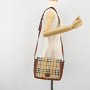 Burberrys Nova Check Shoulder Bag PVC Leather Beige Gold Tone Auth ep15388-24