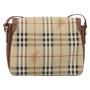 Burberrys Nova Check Shoulder Bag PVC Leather Beige Gold Tone Auth ep15388-2