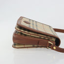 Burberrys Nova Check Shoulder Bag PVC Leather Beige Gold Tone Auth ep15388-3