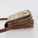 Burberrys Nova Check Shoulder Bag PVC Leather Beige Gold Tone Auth ep15388-4
