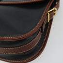 CELINE Shoulder Bag Leather Black Brown Auth ep15389-9