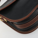 CELINE Shoulder Bag Leather Black Brown Auth ep15389-14