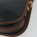 CELINE Shoulder Bag Leather Black Brown Auth ep15389-15