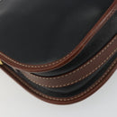 CELINE Shoulder Bag Leather Black Brown Auth ep15389-16