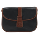 CELINE Shoulder Bag Leather Black Brown Auth ep15389-13