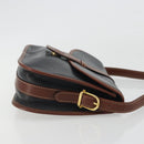 CELINE Shoulder Bag Leather Black Brown Auth ep15389-3