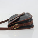 CELINE Shoulder Bag Leather Black Brown Auth ep15389-4
