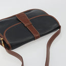 CELINE Shoulder Bag Leather Black Brown Auth ep15389-6