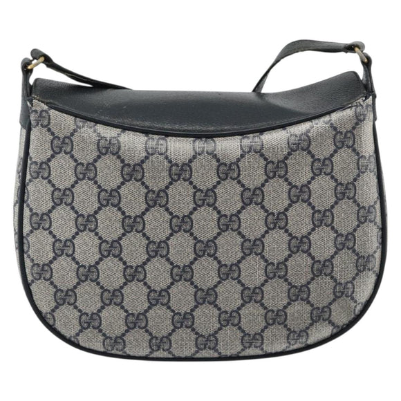 GUCCI GG Supreme Shoulder Bag PVC Leather Navy Gold Tone Auth ep15390
