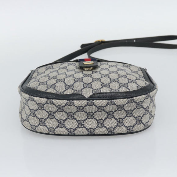GUCCI GG Supreme Shoulder Bag PVC Leather Navy Gold Tone Auth ep15390
