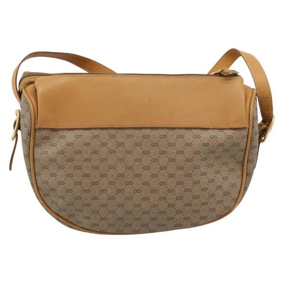 GUCCI Micro GG Shoulder Bag PVC Leather Beige Gold Tone 01 37 4001 Auth ep15391