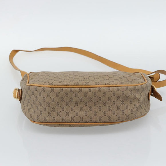 GUCCI Micro GG Shoulder Bag PVC Leather Beige Gold Tone 01 37 4001 Auth ep15391