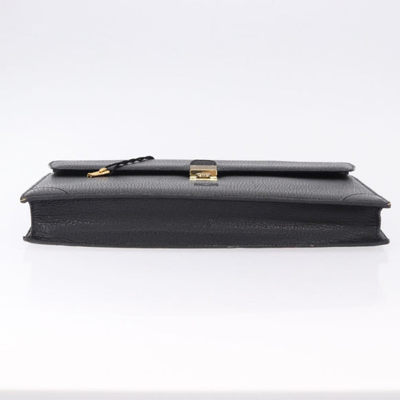 LOEWE Business Bag Leather Black Gold Tone Auth ep15399
