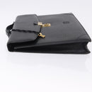 LOEWE Business Bag Leather Black Gold Tone Auth ep15399-5