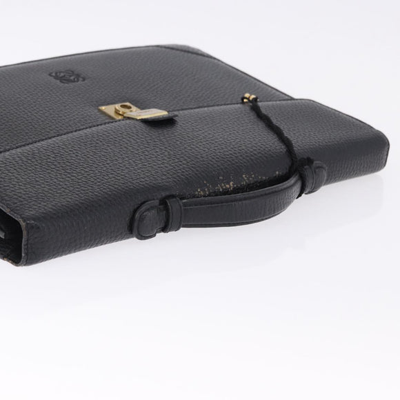 LOEWE Business Bag Leather Black Gold Tone Auth ep15399