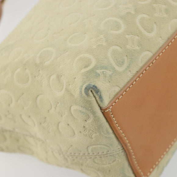 CELINE C Macadam Hand Bag Suede Beige Gold Tone Auth ep15402