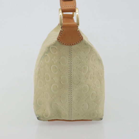CELINE C Macadam Hand Bag Suede Beige Gold Tone Auth ep15402