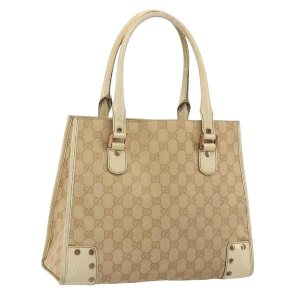 GUCCI GG Canvas Hand Bag Beige Bronze 124260 Auth ep15404