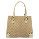 GUCCI GG Canvas Hand Bag Beige Bronze 124260 Auth ep15404-13
