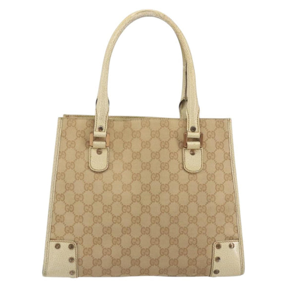 GUCCI GG Canvas Hand Bag Beige Bronze 124260 Auth ep15404