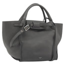 CELINE Big Bag Small Hand Bag Leather 2way Gray Silver Auth ep15408V-1
