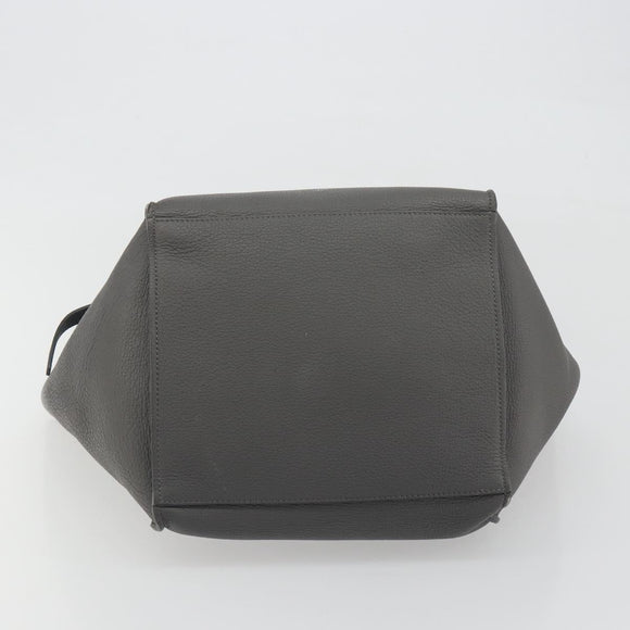 CELINE Big Bag Small Hand Bag Leather 2way Gray Silver Auth ep15408V