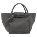 CELINE Big Bag Small Hand Bag Leather 2way Gray Silver Auth ep15408V-2