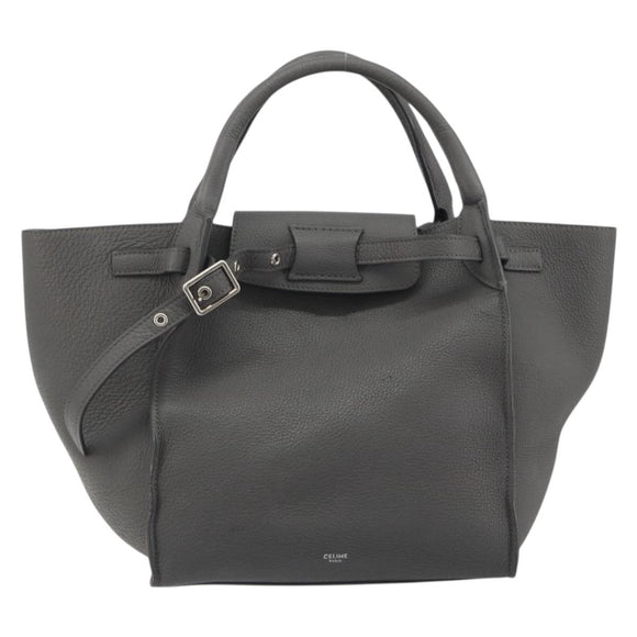 CELINE Big Bag Small Hand Bag Leather 2way Gray Silver Auth ep15408V