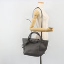 CELINE Big Bag Small Hand Bag Leather 2way Gray Silver Auth ep15408V-25