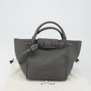 CELINE Big Bag Small Hand Bag Leather 2way Gray Silver Auth ep15408V-26