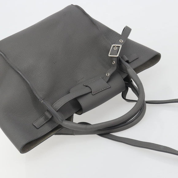 CELINE Big Bag Small Hand Bag Leather 2way Gray Silver Auth ep15408V