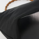 GUCCI Bamboo Hand Bag Nylon Black Silver Auth ep15413-14