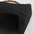 GUCCI Bamboo Hand Bag Nylon Black Silver Auth ep15413-15