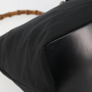 GUCCI Bamboo Hand Bag Nylon Black Silver Auth ep15413-16