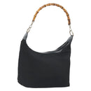 GUCCI Bamboo Hand Bag Nylon Black Silver Auth ep15413-1