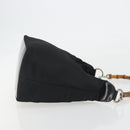 GUCCI Bamboo Hand Bag Nylon Black Silver Auth ep15413-3