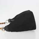 GUCCI Bamboo Hand Bag Nylon Black Silver Auth ep15413-4