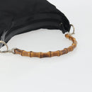 GUCCI Bamboo Hand Bag Nylon Black Silver Auth ep15413-7