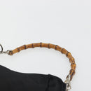 GUCCI Bamboo Hand Bag Nylon Black Silver Auth ep15413-8