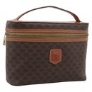 CELINE Macadam Vanity Cosmetic Pouch PVC Leather Brown Gold Tone Auth ep15416-1